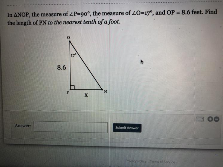 Using Soh Cah Toa Find Length Of PN And Round Answer To Nearest Tenth Of A Foot?