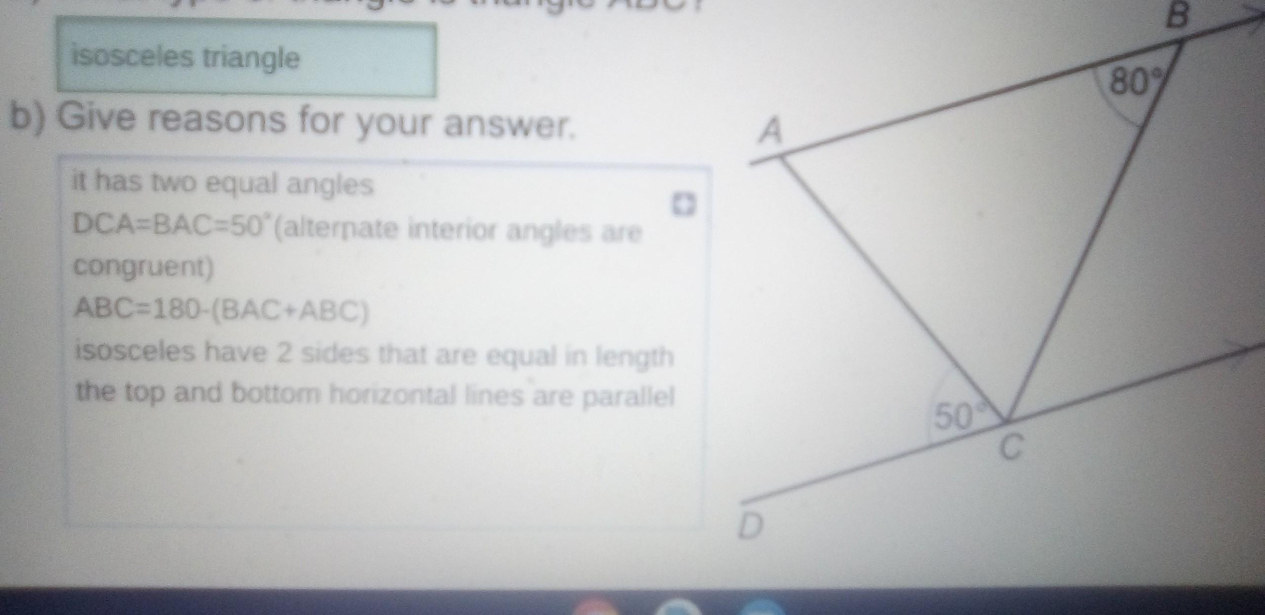 What Type Of Triangle Is Triangle ABC Give Reasons For Your Answer Help Please I Need 1 More Mark But