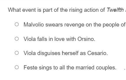 What event is part of the rising action of twelfth night?