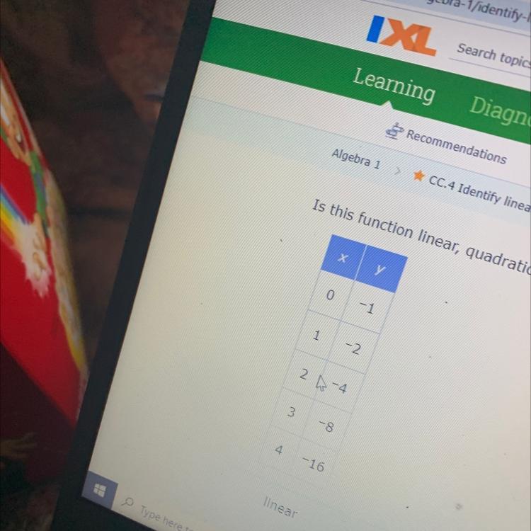 Is this linear , quadratic or exponential?