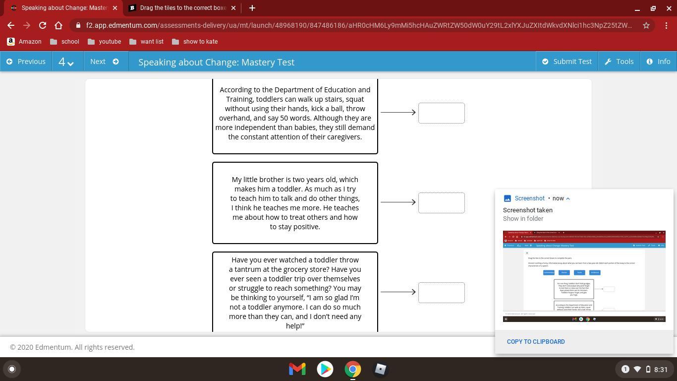 Drag the tiles to the correct boxes to complete the pairs. Vincent is writing a funny, informative essay