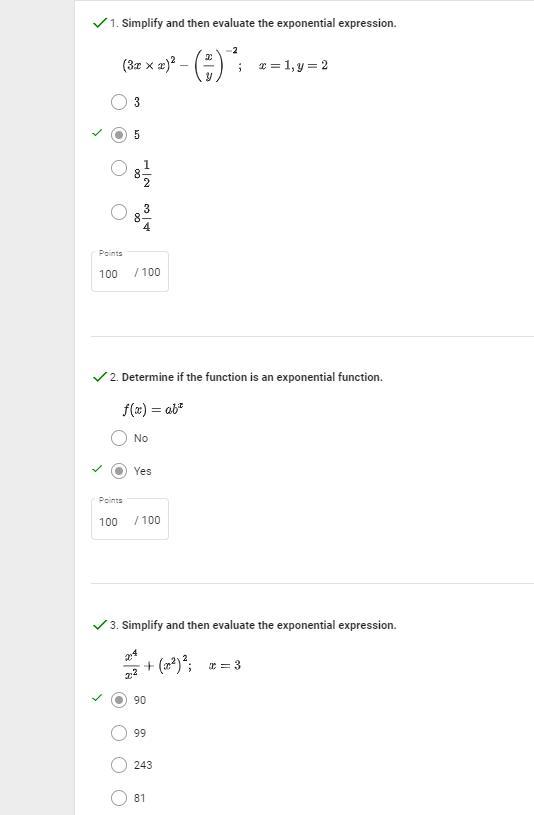 Can you help me review these questions for Algebra I? I am trying to see which of my answers are possibly