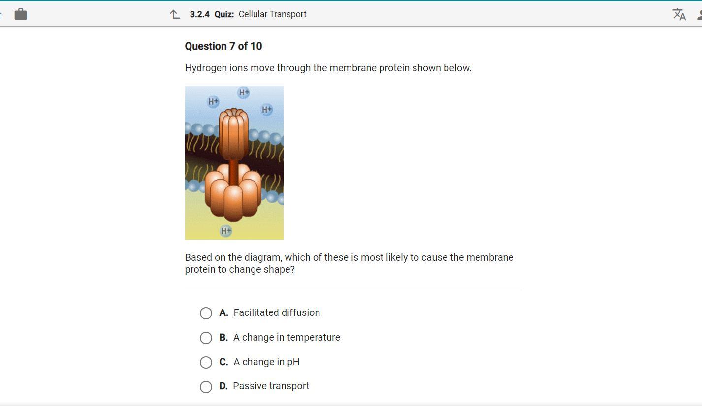 Help Por Favor :) Based On The Diagram Which Of These Is Most Likely To Cause The Membrane Protein To
