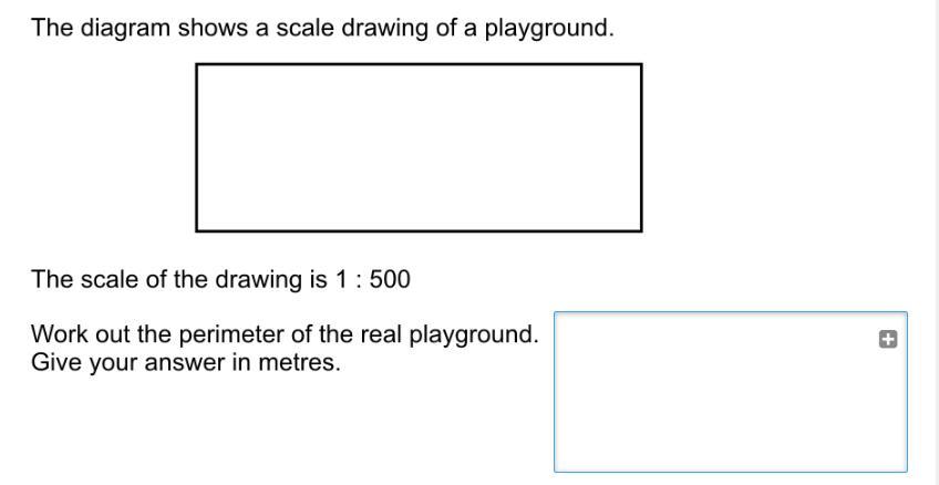 this diagram shows a scale drawing of a playground the scale is ___ 1:500 work out the perimeter of the