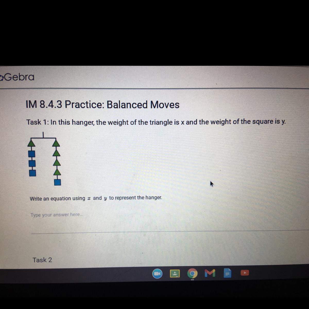 Write An Equation Using X And Y To Represent The Hanger?