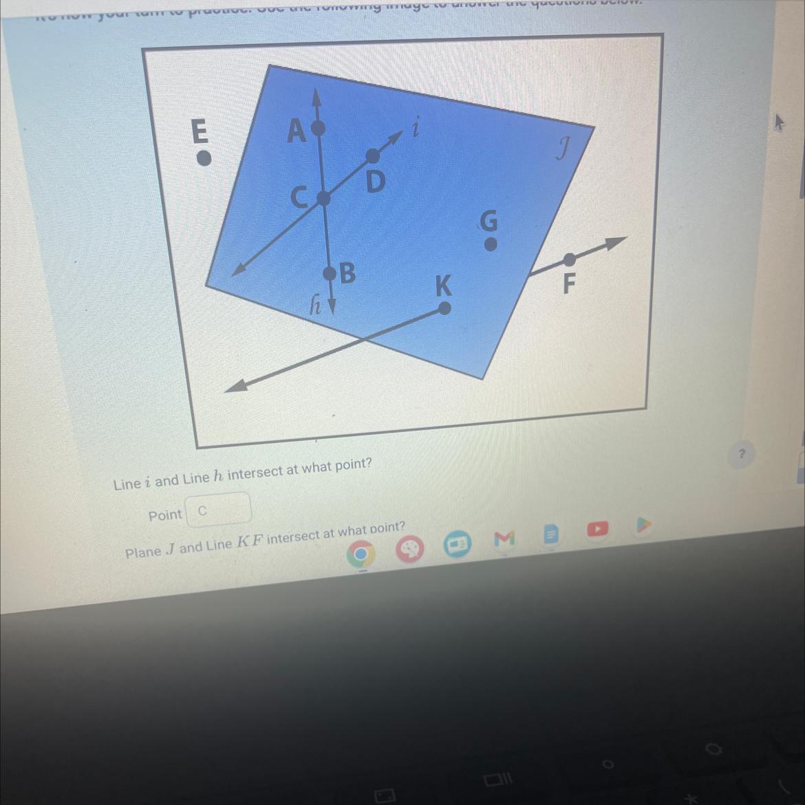  Which of the following points are non-coplanar to Plane JChoose all that apply.point Apoint Bpoint CPoint