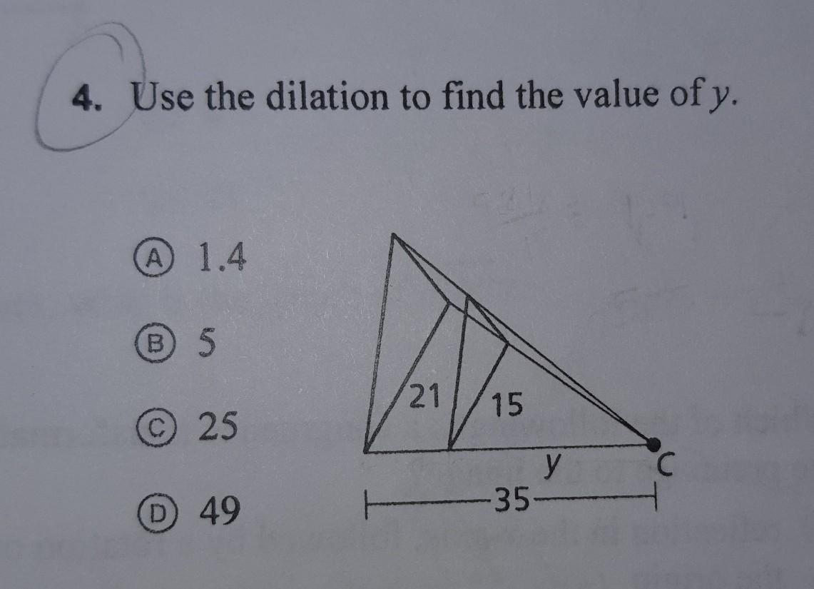 Use the dilation to find the value of y.