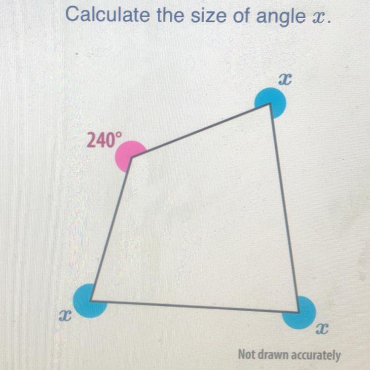 Calculate the size of angle x.x240xx