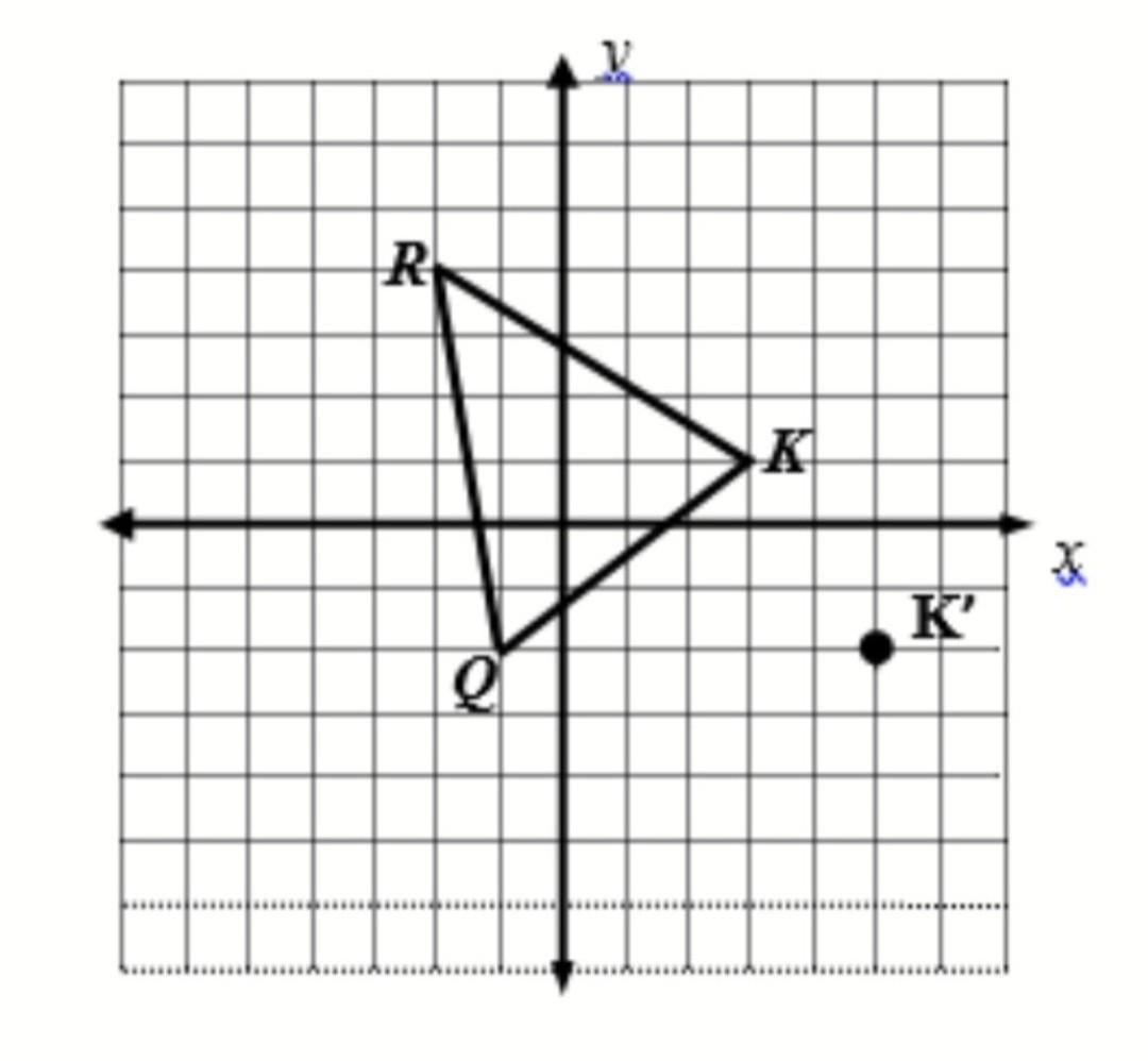 QRKis translated so that K is mapped to K'. Which ordered pair represents either point Q' or R'? F.(2,3)G.(2,-4)H.(1,-5)J.(0,7)