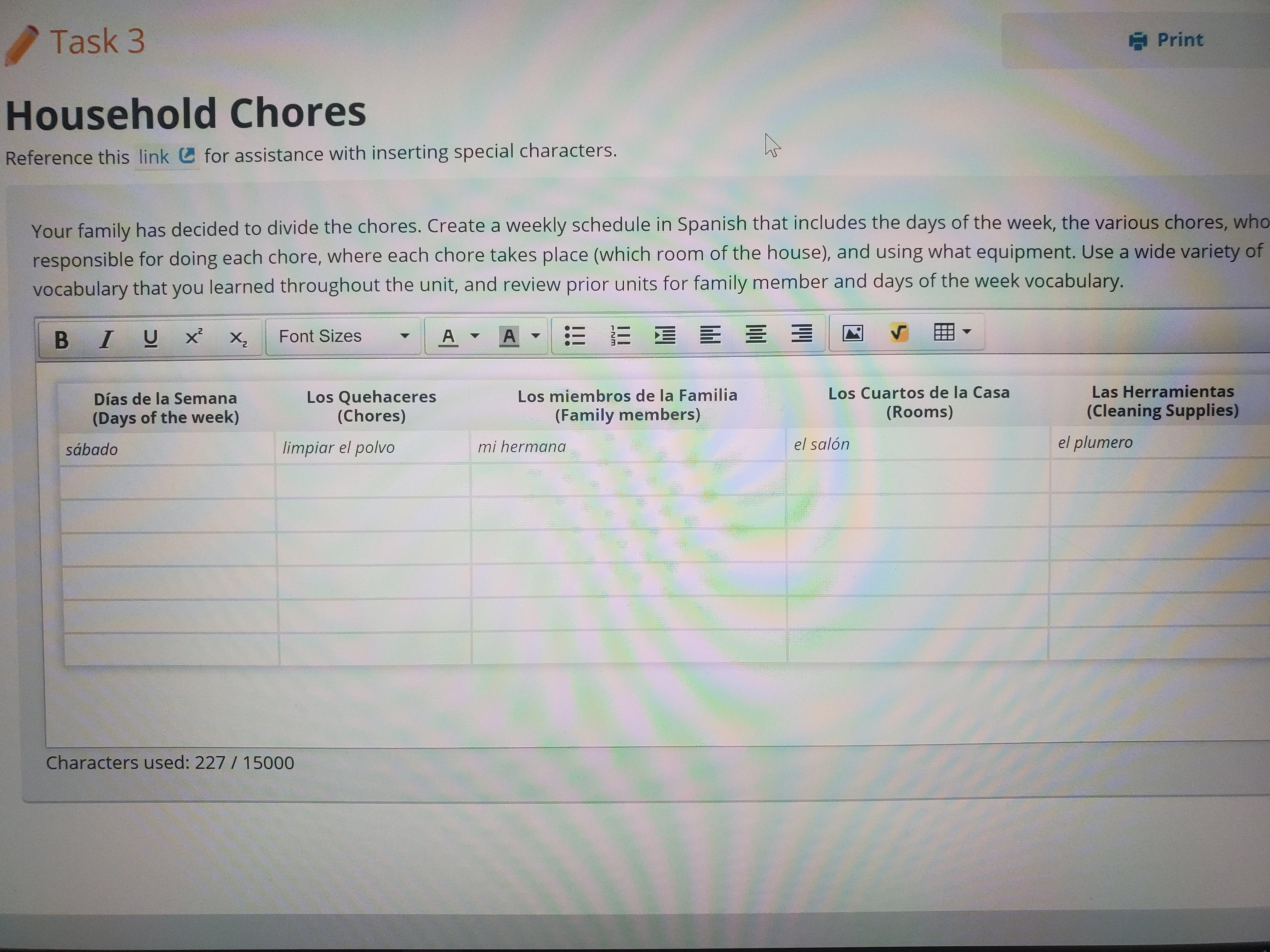 PLEASE HELP. INCLUDED PHOTO BELOW.household chores, has info in picture