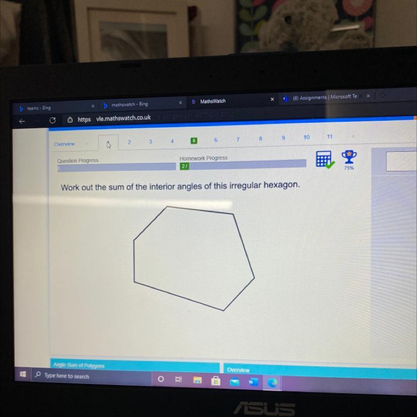 Work out the sum of the interior angles of this irregular hexagon.Does anyone know ?