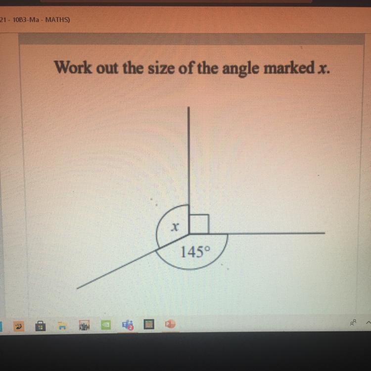 Work out the size of the angle marked x.x145