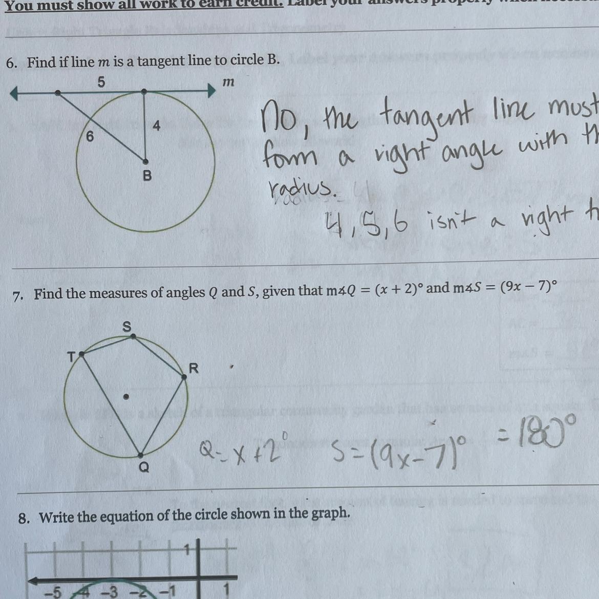 Find the measures of angles Q and S. Number 7!