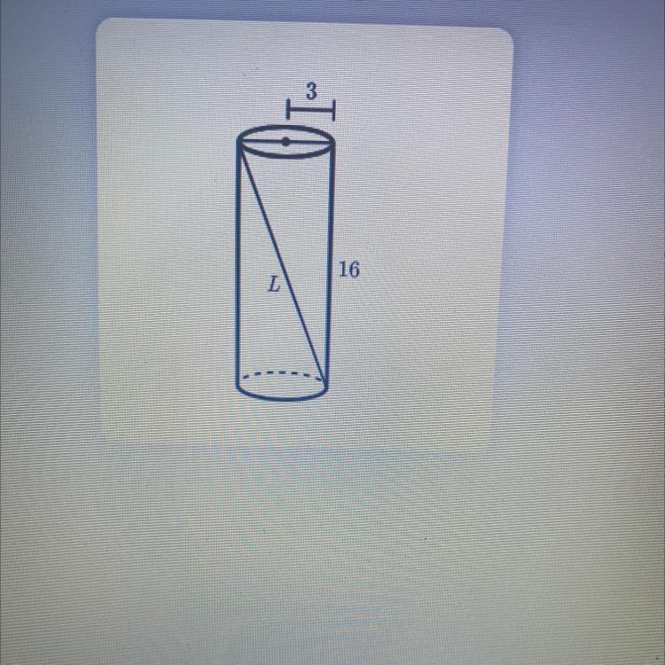 A Soft Drink Can Has A Height Of 16cm And A Radius Of 3cm. Find L, The Length Of The Longest Straw That