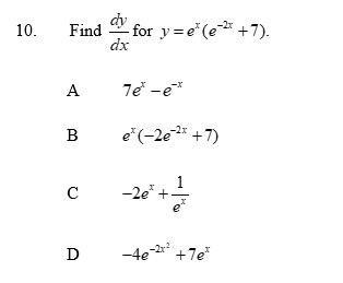 find dy/dx y=e^x(e^-2x+7)