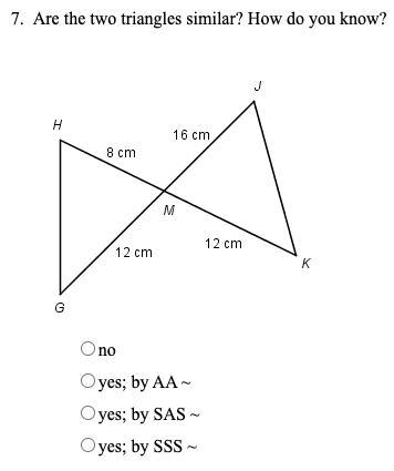 Are the two triangles similar? How do you know? (image attached)