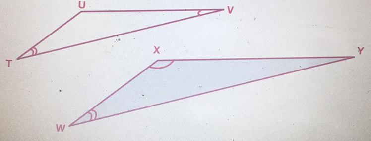 Need help ASAP! What similarity property, if any, can be used to show that the following two triangles