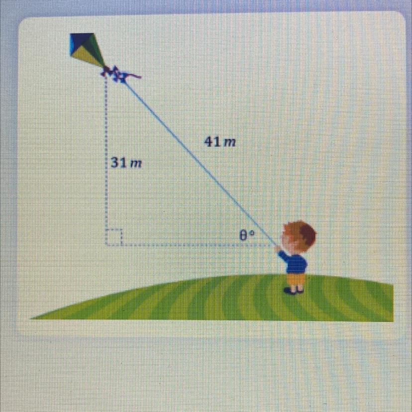 A boy flying his kite releases the entire length of his string which measures 41 m, so that the kite