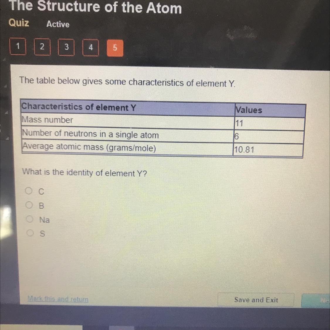 What is the identity of element Y?OOOOCNaS