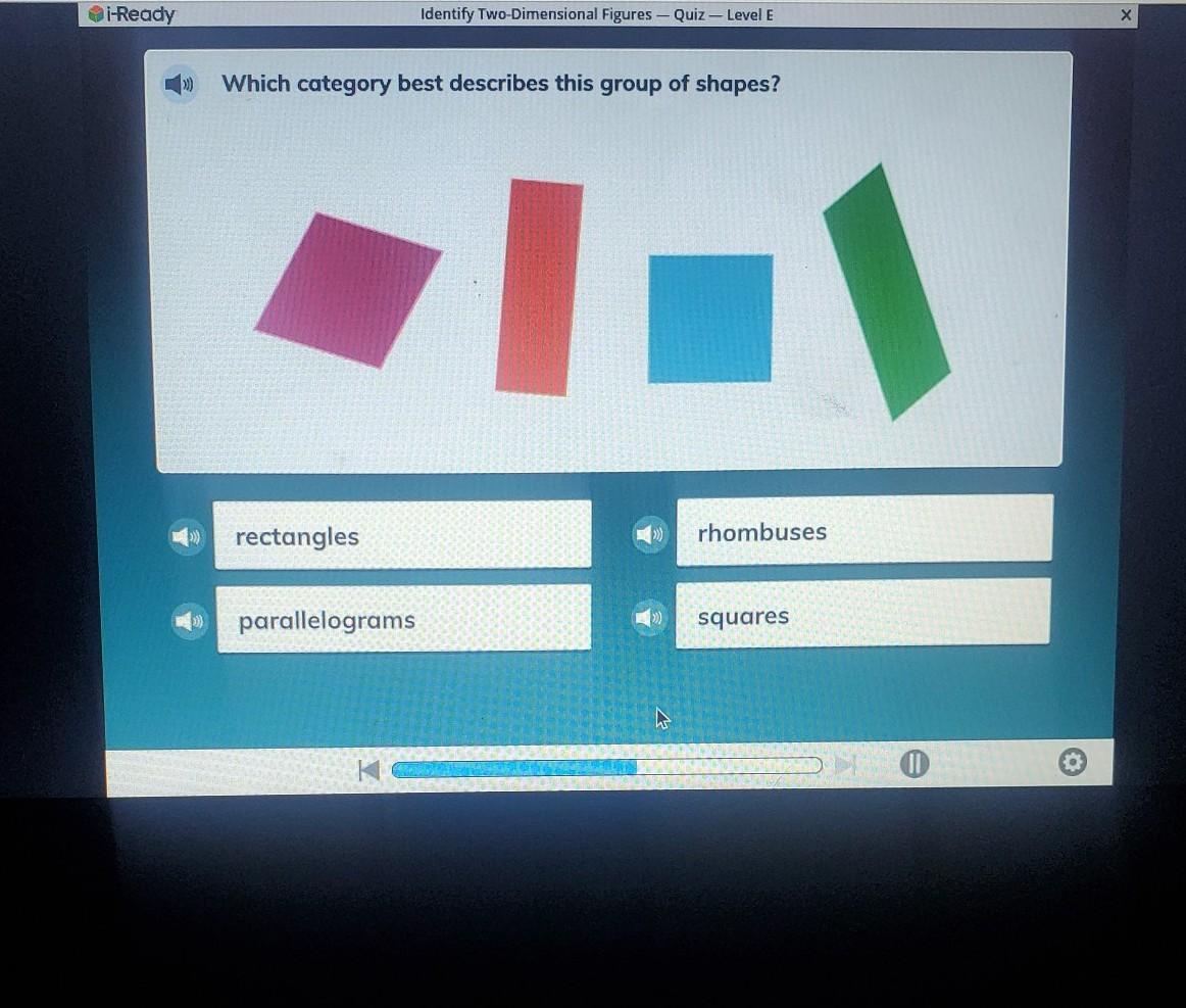 Which category best describes this group of shapes? rhombuses rectangles parallelograms squares II