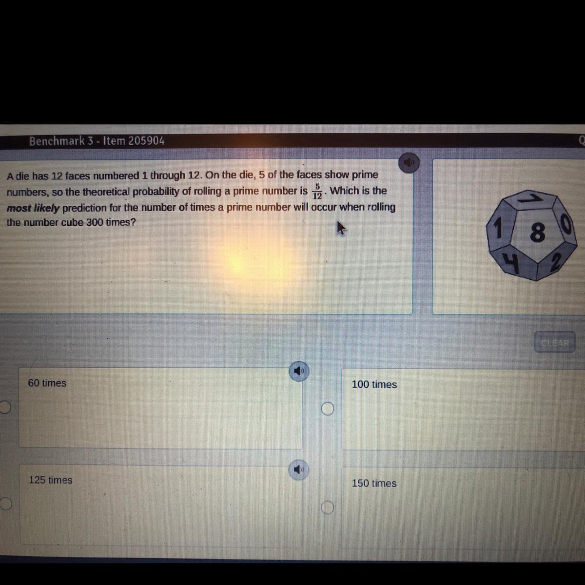 A Die Has 12 Faces Numbered 1 Through 12. On The Die, 5 Of The Faces Show Prime Numbers, So The Theoretical