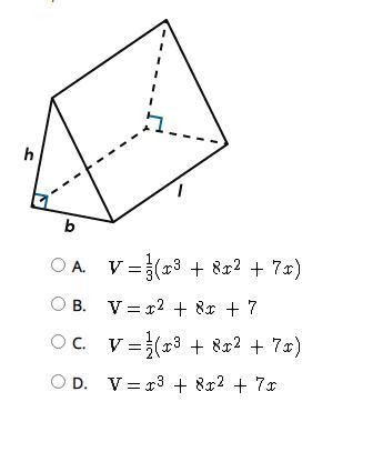 help asap!!select the correct answer.Given a prism with a right triangle base and the dimensions and