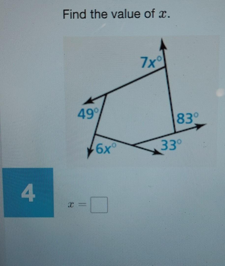 What is the value if X? and how to find exterior angles. 