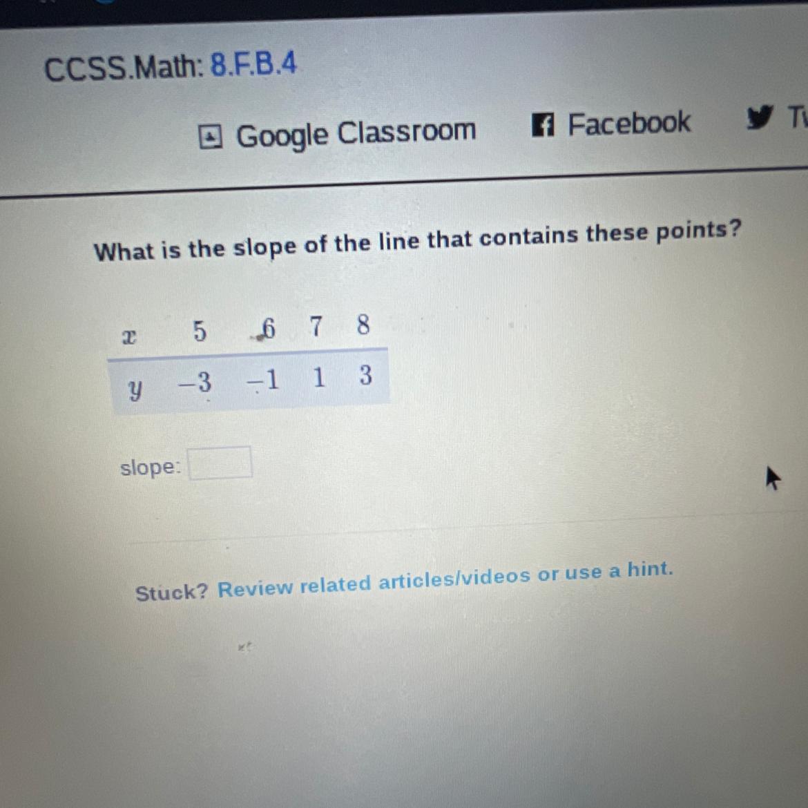 what is the slope of the line that contains these points? 