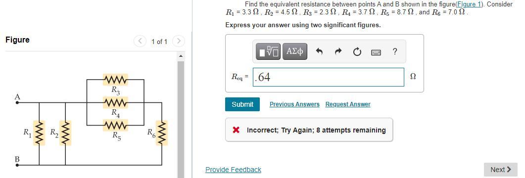  Find The Equivalent Resistance Between Points A And B Shown In The Figure(Figure 1). Consider R1 = 3.3