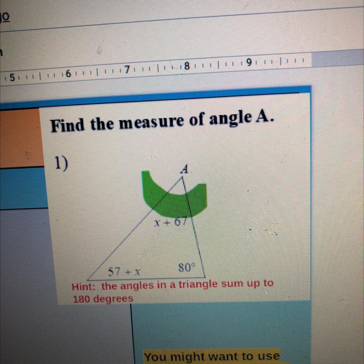 find the measure of angle A