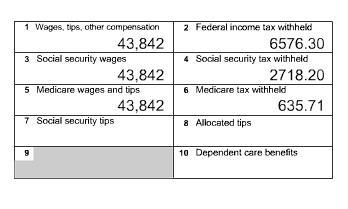According to this partial W-2 form, how much money was paid in FICA taxes?$3353.91$6576.30$7212.01$9294.50