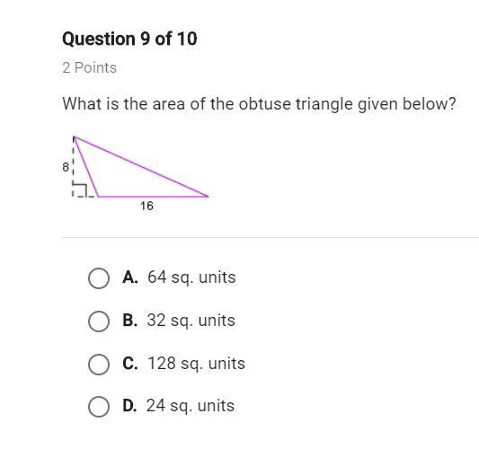 What Is The Area Of The Obtuse Triangle Given Below