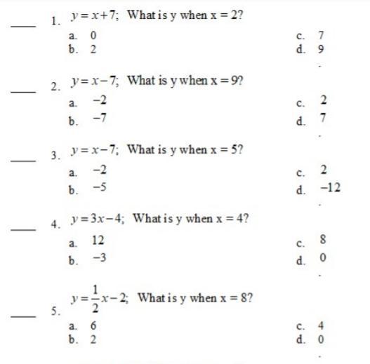 help i suck at mathA b c or d on all of them