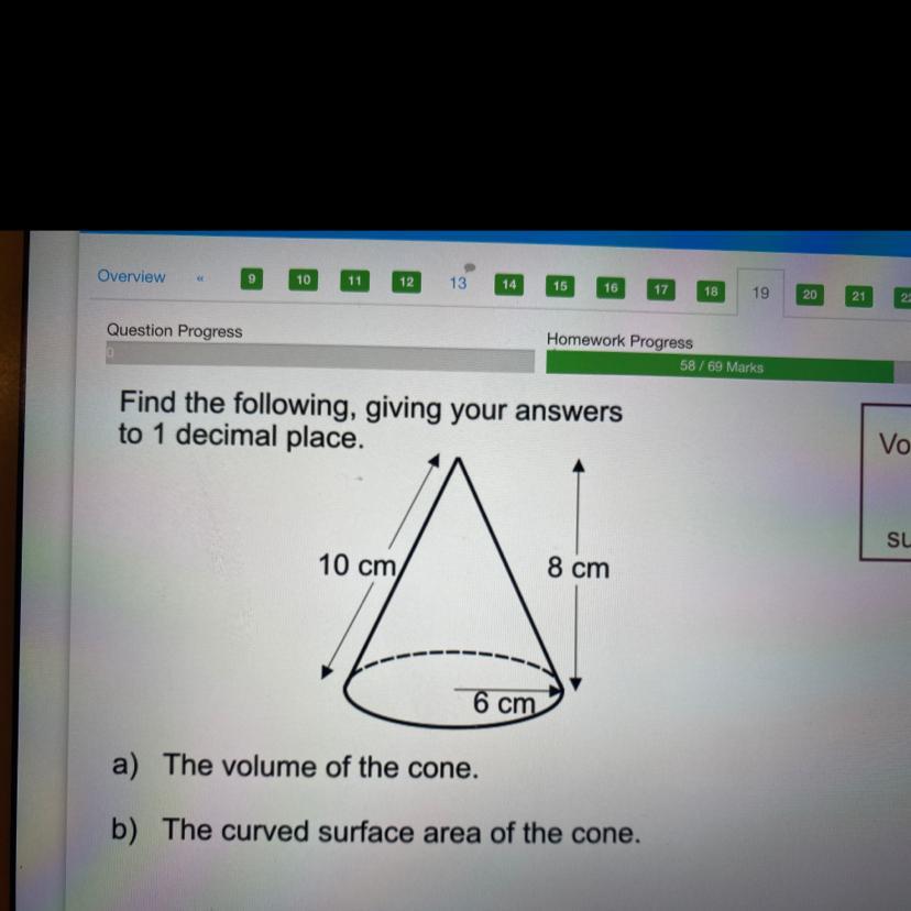 Find the following , giving your answers to 1 decimal place