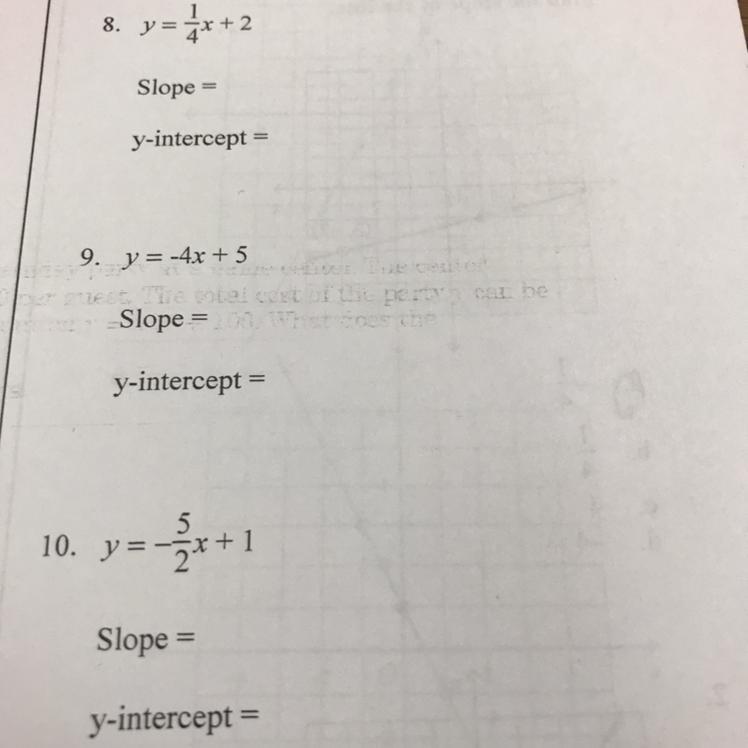 Identify the slope and y-intercept. Graph the linear equation.