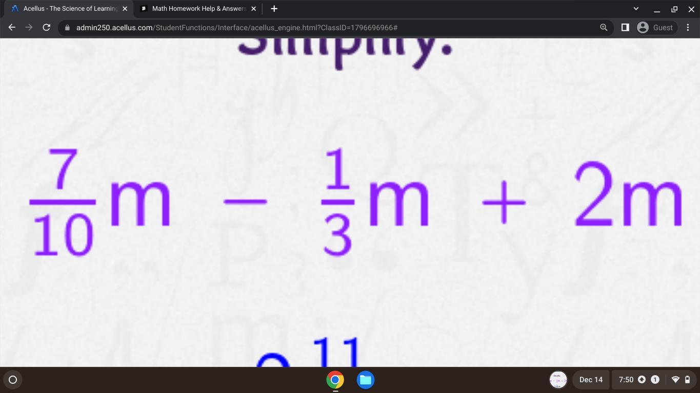 [tex]\frac{7}{10}m-\frac{1}{3}m+2m[/tex]