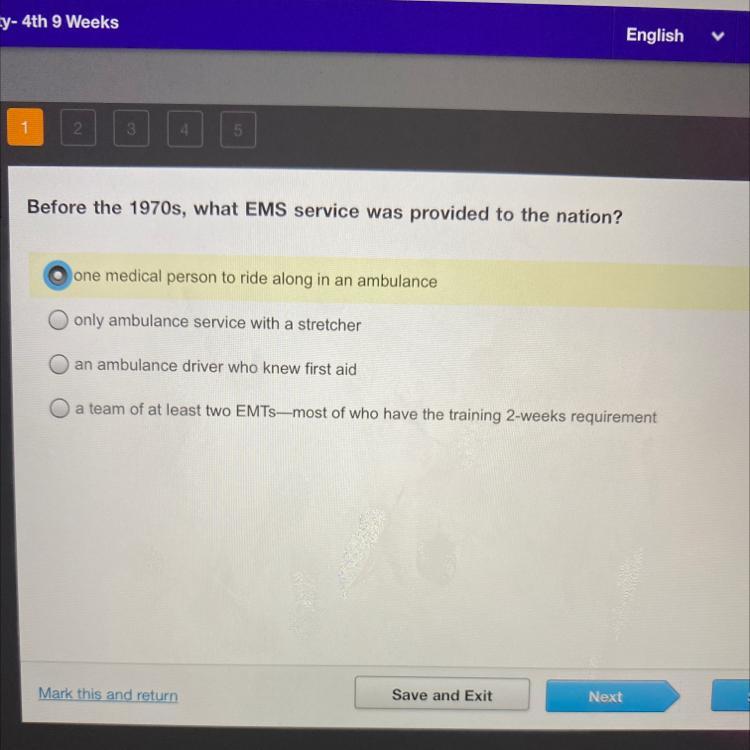 Before The 1970s, What EMS Service Was Provided To The Nation?