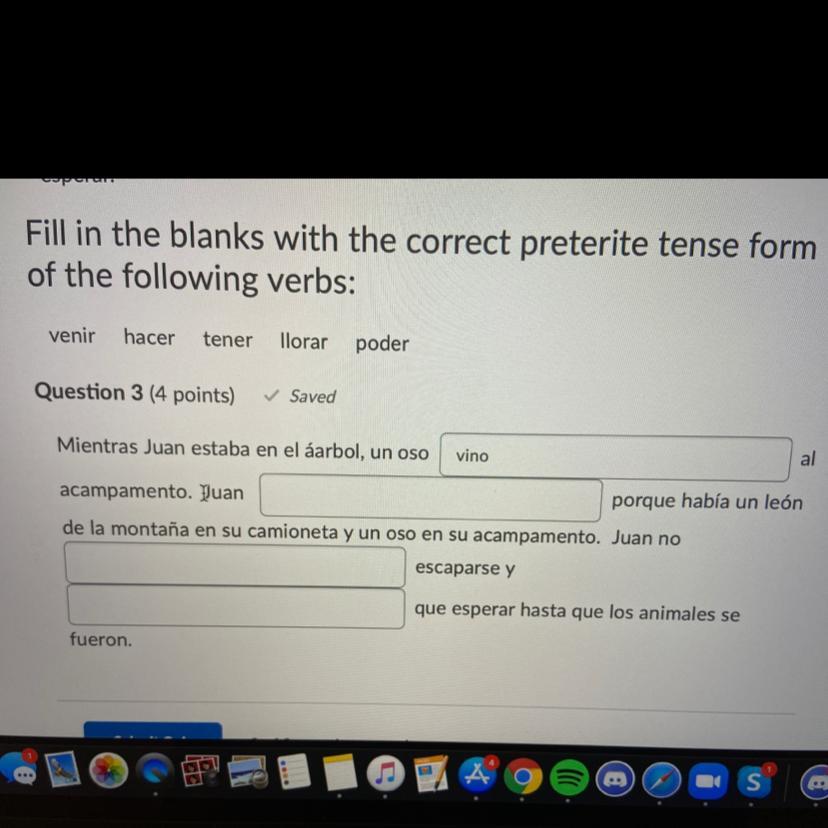 Fill In The Blanks With The Correct Preterite Tense Formof The Following Verbs: