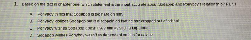 Based On The Text In The Chapter, Which Statement Is The Most Accurate About Sodapop And Ponyboys Relationship?
