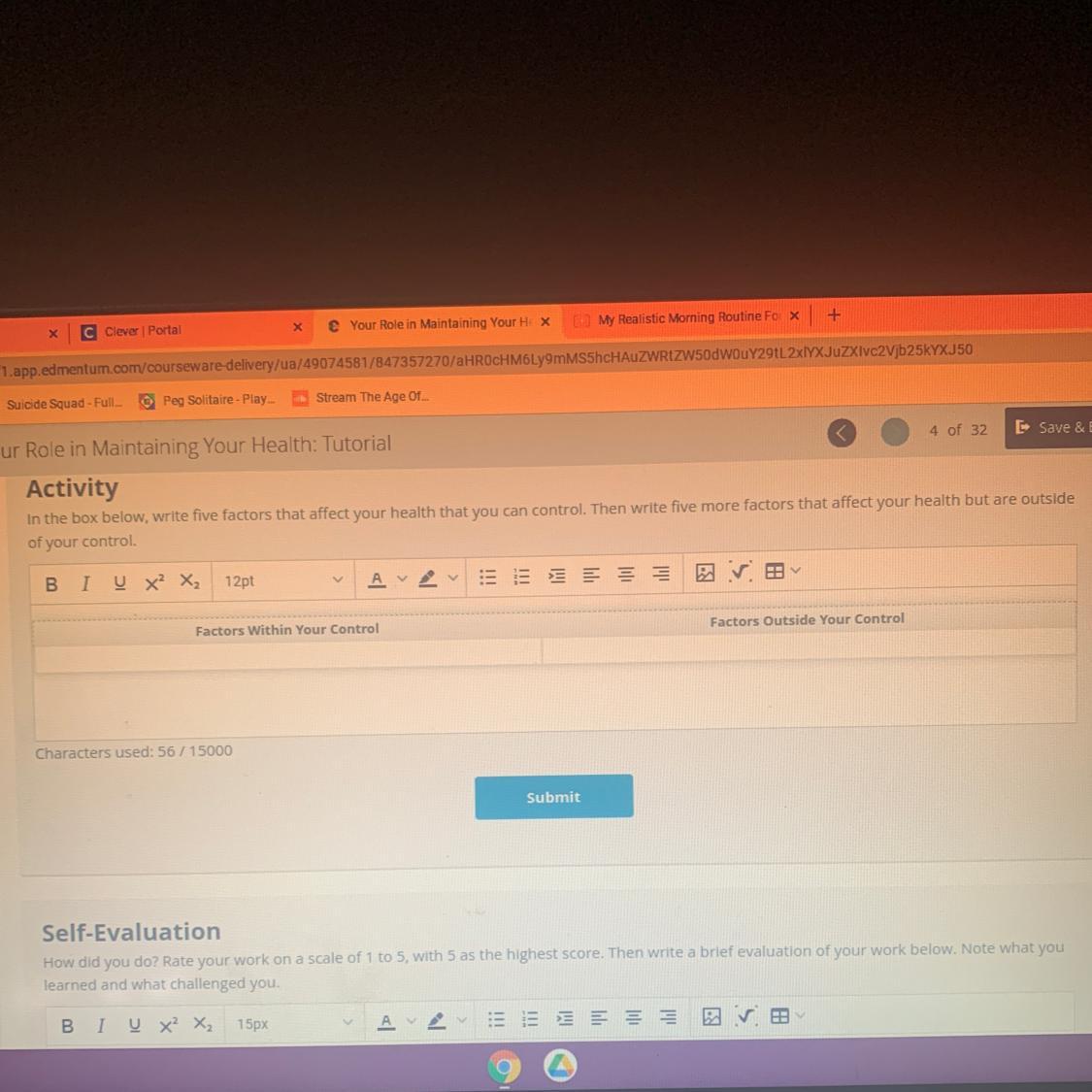 ActivityIn The Box Below, Write Five Factors That Affect Your Health That You Can Control. Then Write
