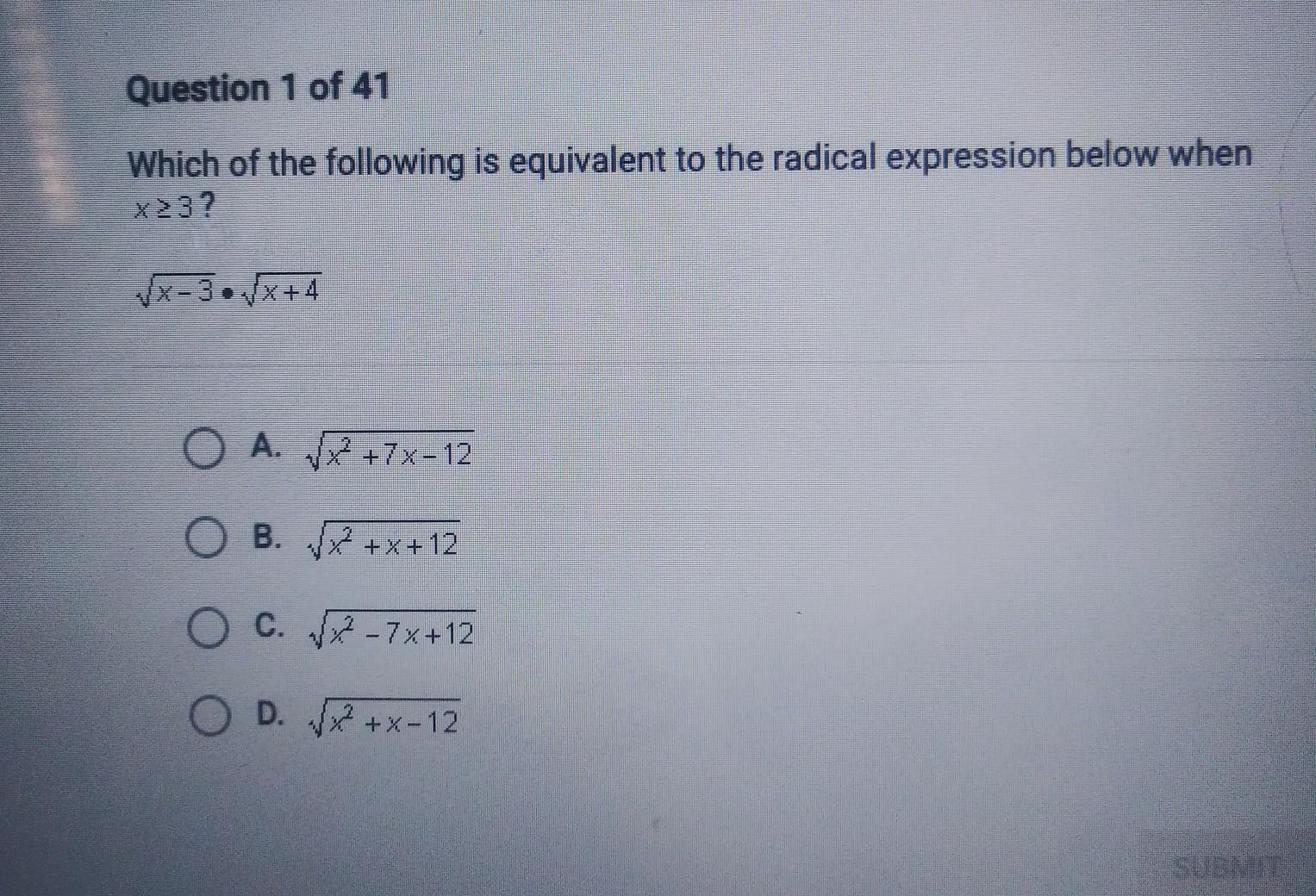 Which Of The Following Is Equivalent To The Radical Expression When 
