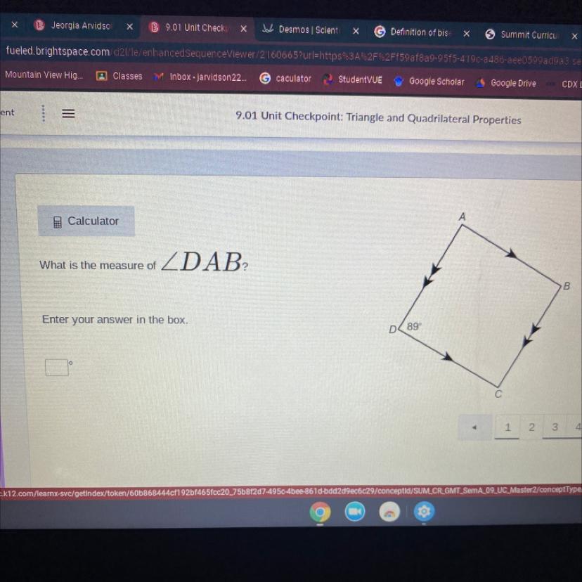 I NEED HELP PLEASE!!What is the measure of ZDABEnter your answer in the box.D 89