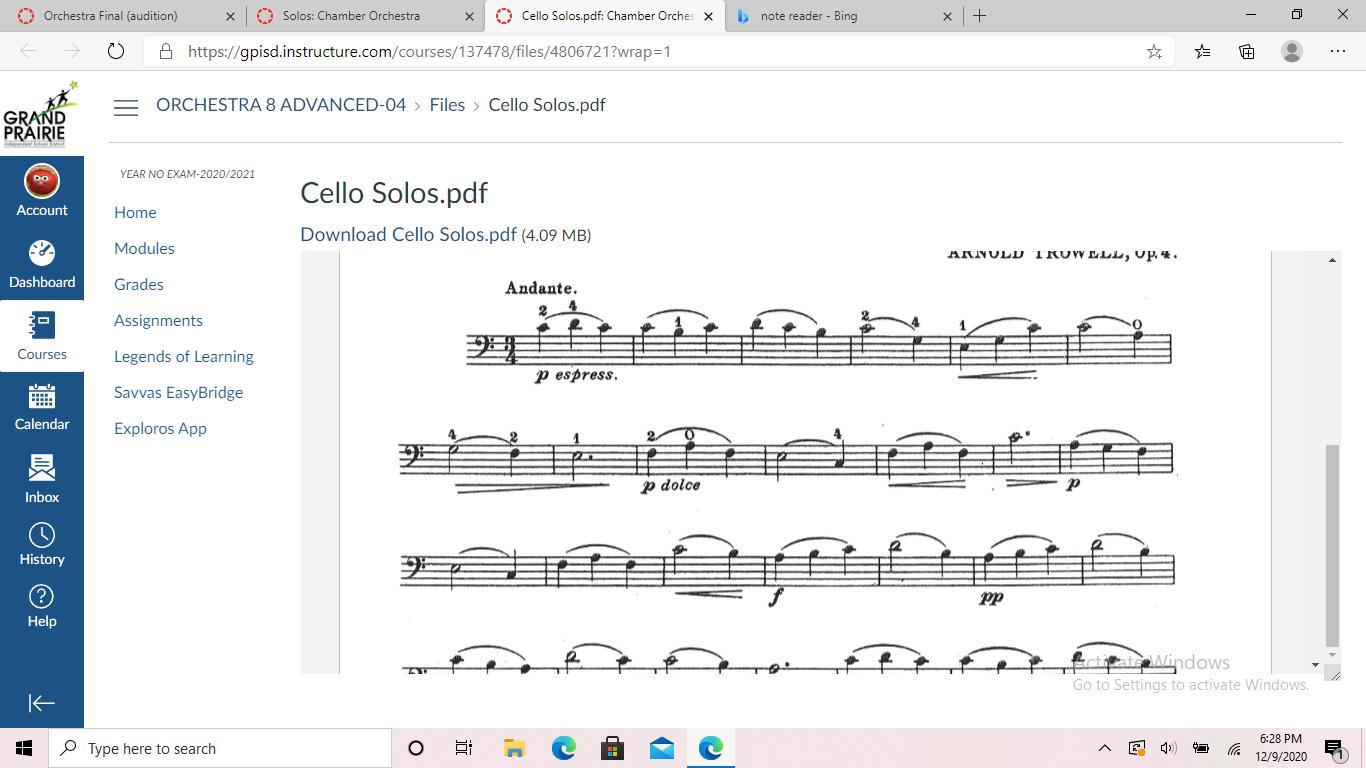 If anyone plays cello please tell me the note names for this piece thank you