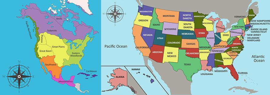 Based on these maps, which state listed below was located in the Northeast Native American cultural region?