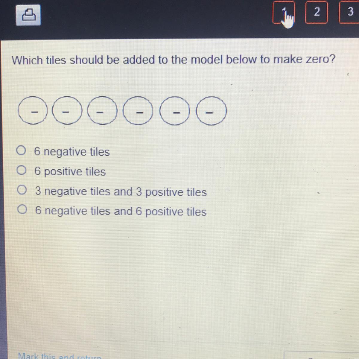 Which Tiles Should Be Added To The Model Below To Make Zero?0000006 Negative Tiles6 Positive Tiles3 Negative