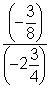 Complete the inequality.(-9/8)/(-2 3/4) ? 3/22&gt;&lt;=