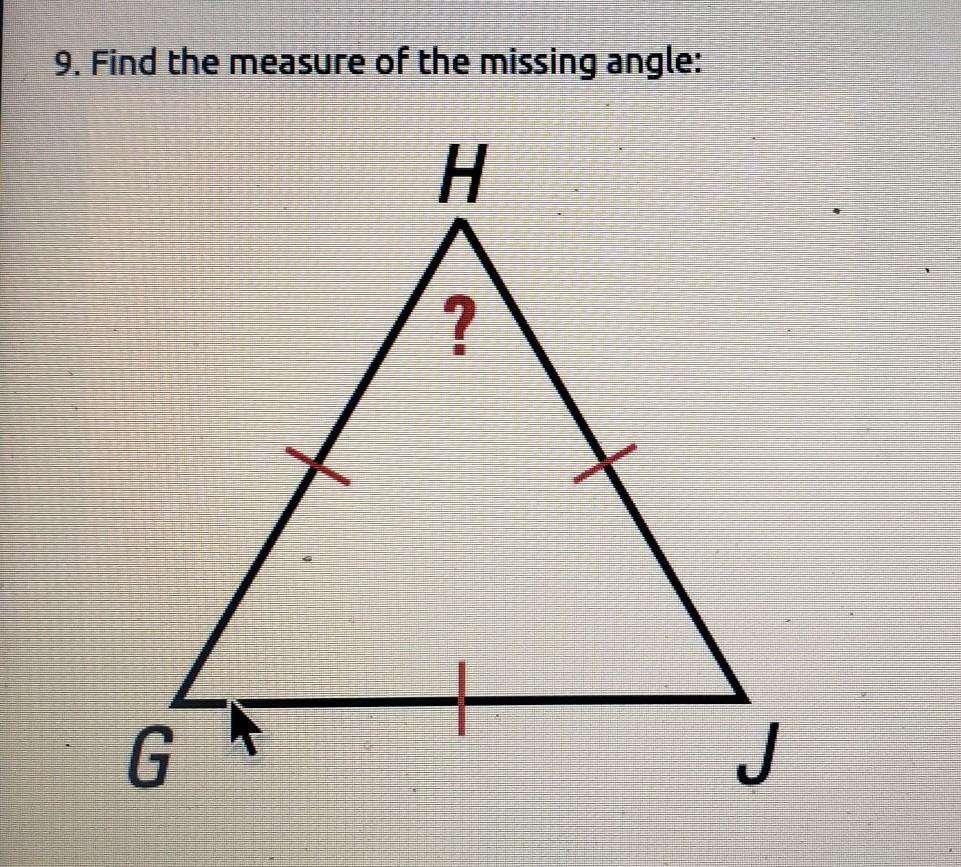 help please !! it's asking "find the measure of the missing angle" yet there's nothing ??
