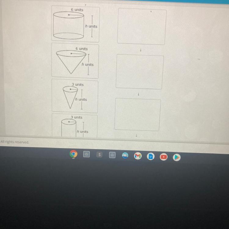 Im supposed to put theses least to greatest according to their volumes assume the variable h has the