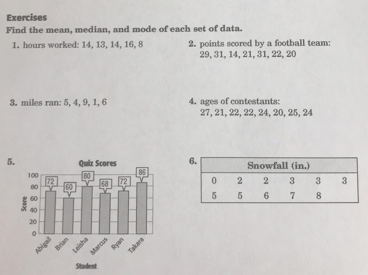 !!!URGENT PLEASE!! Find The Median, And Mode If Each Set Of Data.