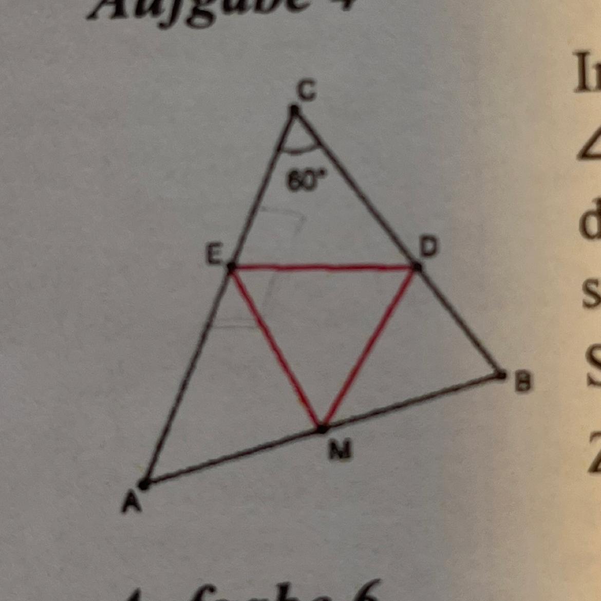 In the acute triangle ABC with angle ACB = 60, M is the midpoint of side AB. Points D and E are the height